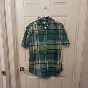 Merona Man's Short Sleeve Plaid Button Down Shirt Size M